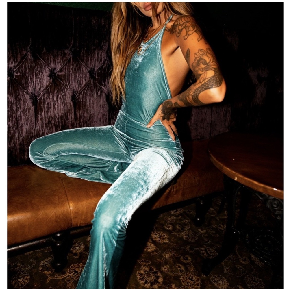 Blue Velour Festival Jumpsuit
